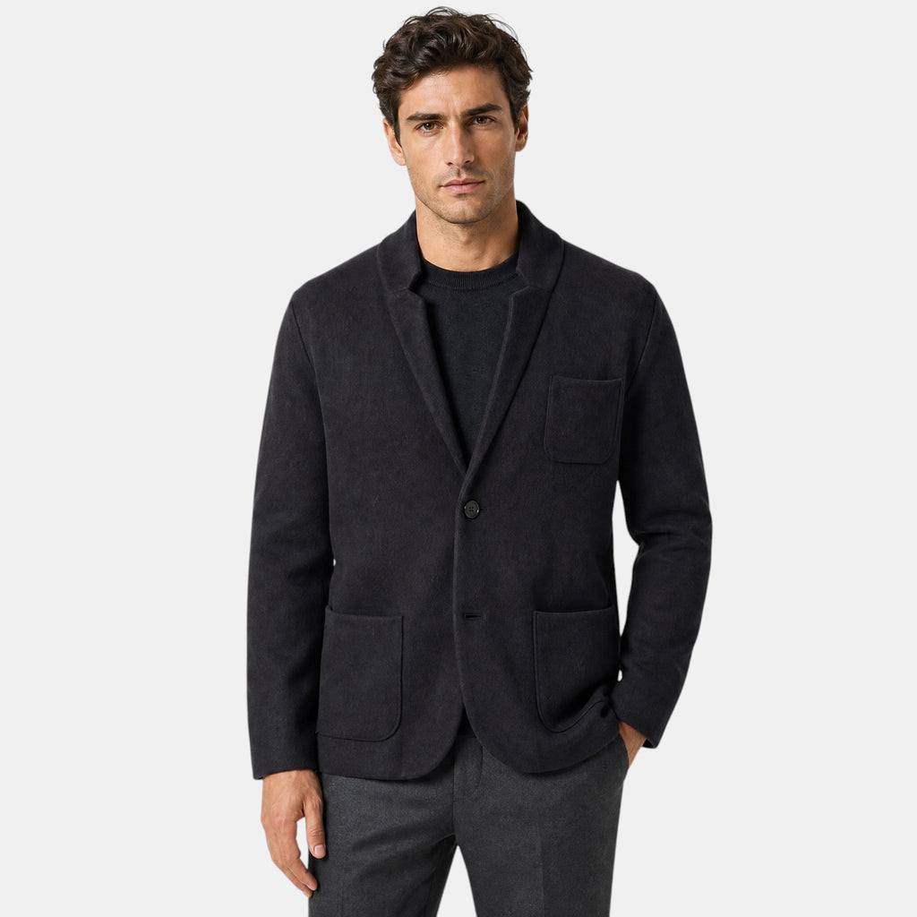 Men's Blazer with Notch Lapels and Patch Pockets