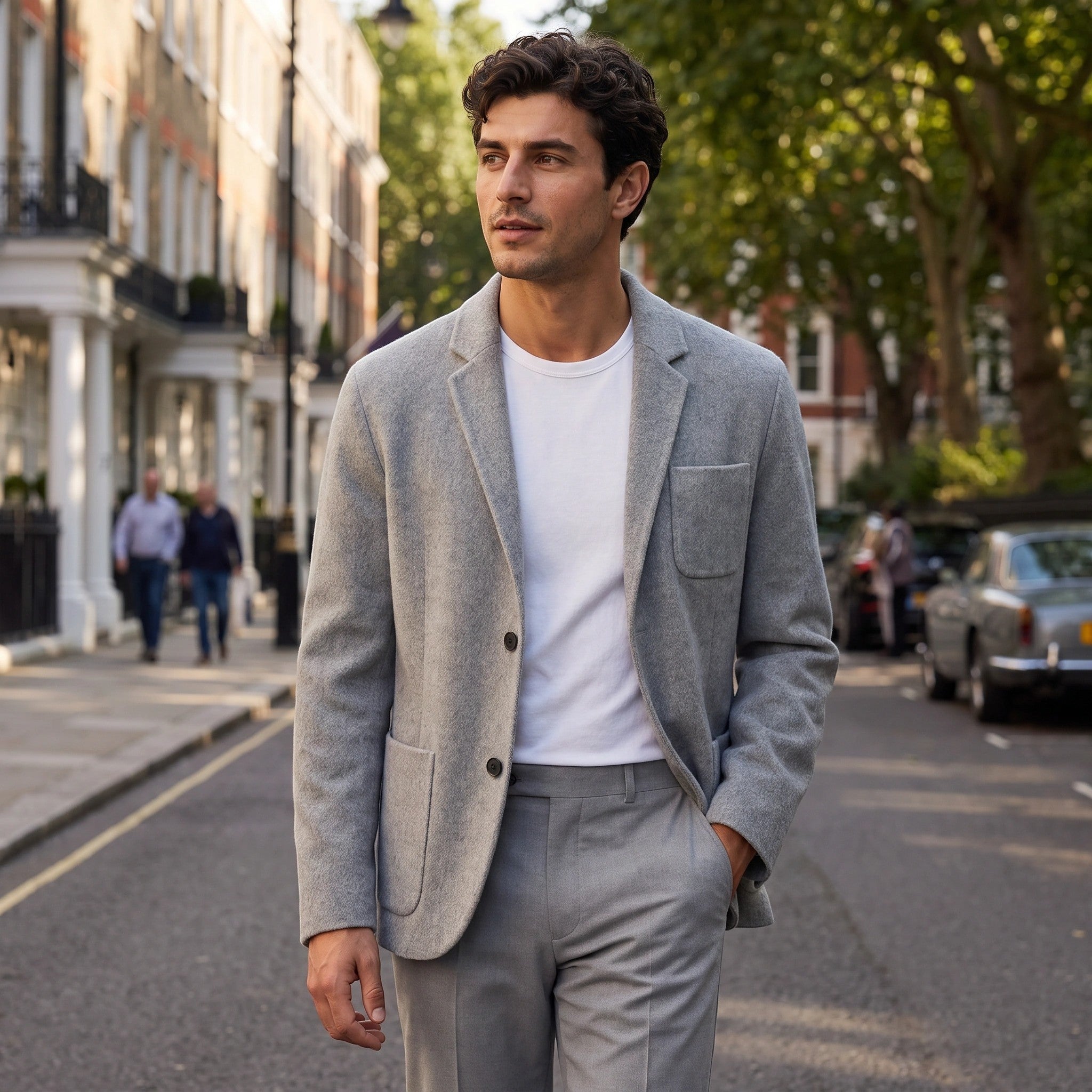 Men's Blazer with Notch Lapels and Patch Pockets