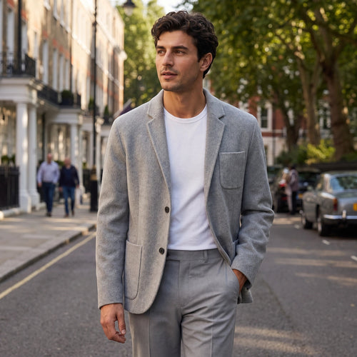 Men's Blazer with Notch Lapels and Patch Pockets