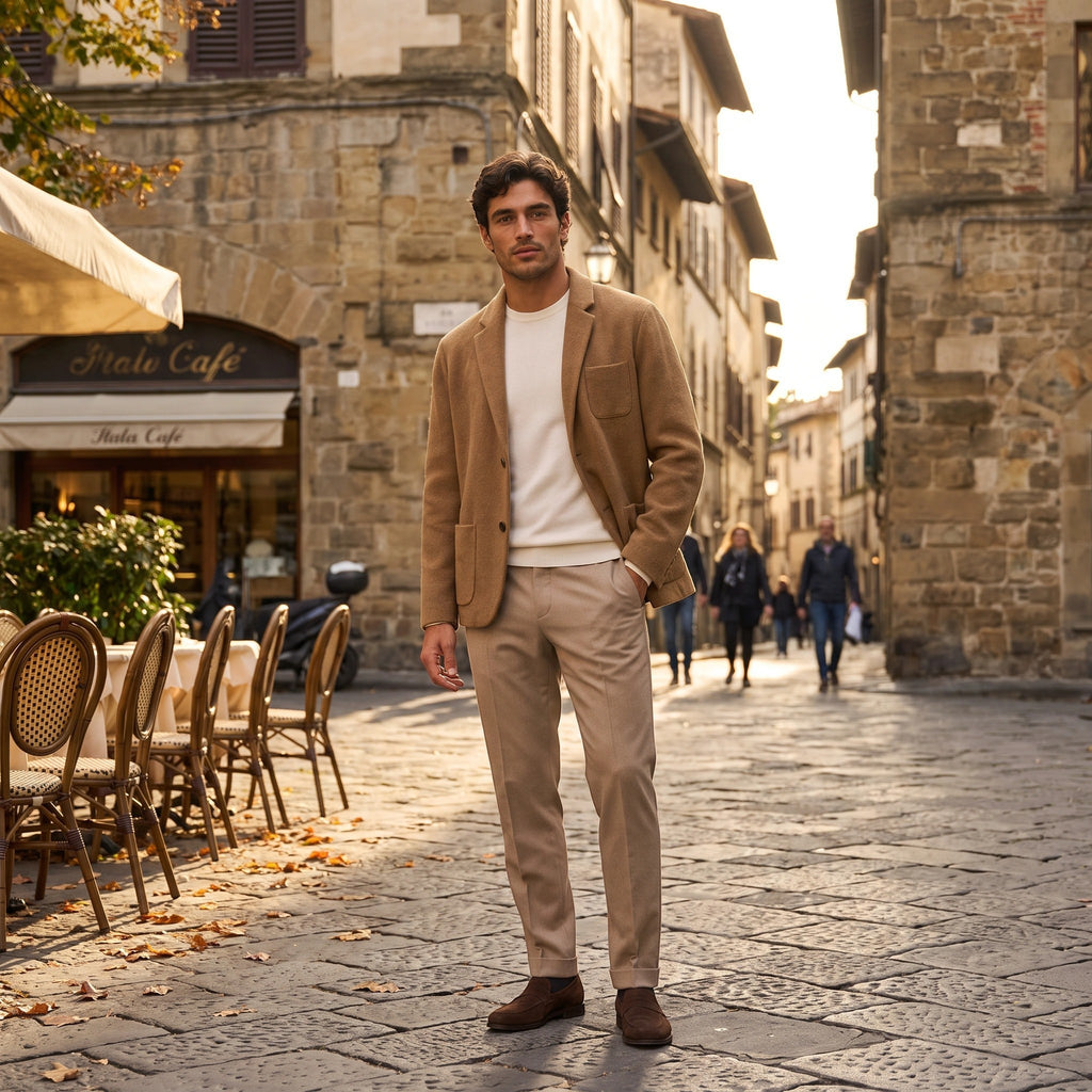 Men's Blazer with Notch Lapels and Patch Pockets