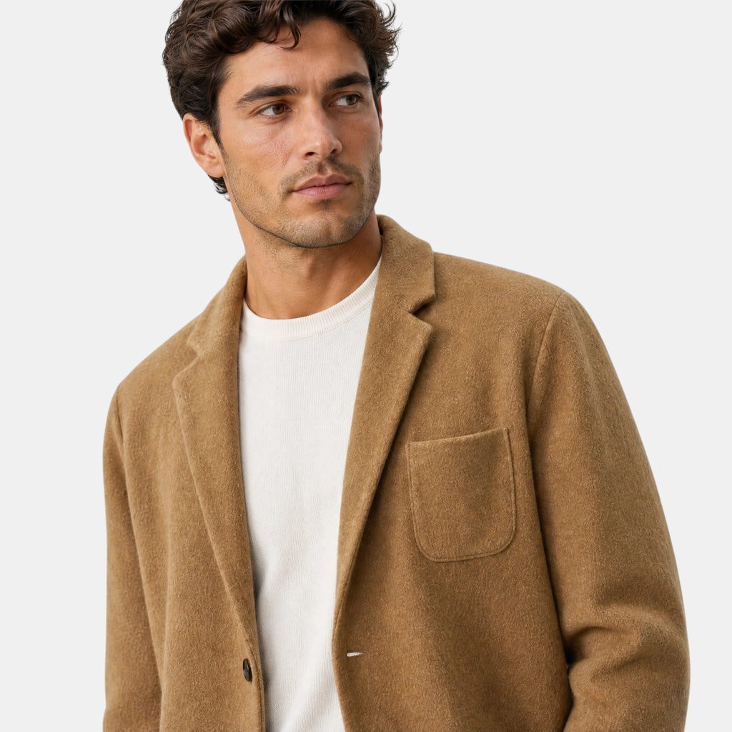 Men's Blazer with Notch Lapels and Patch Pockets