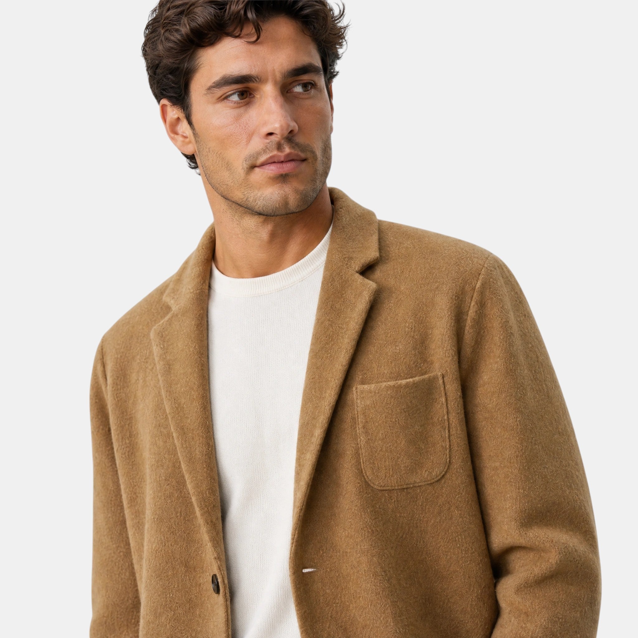 Men's Blazer with Notch Lapels and Patch Pockets