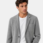 Men's Blazer with Notch Lapels and Patch Pockets