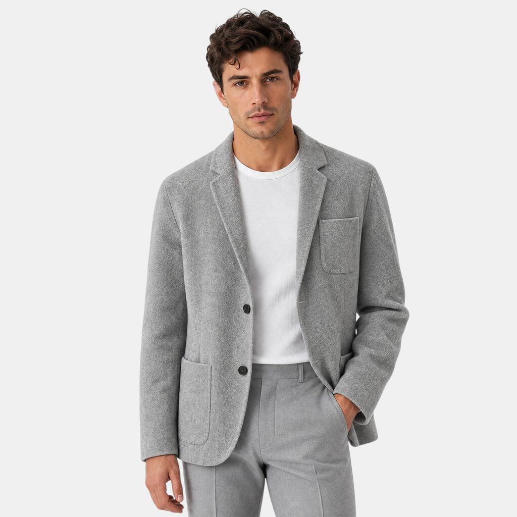 Men's Blazer with Notch Lapels and Patch Pockets