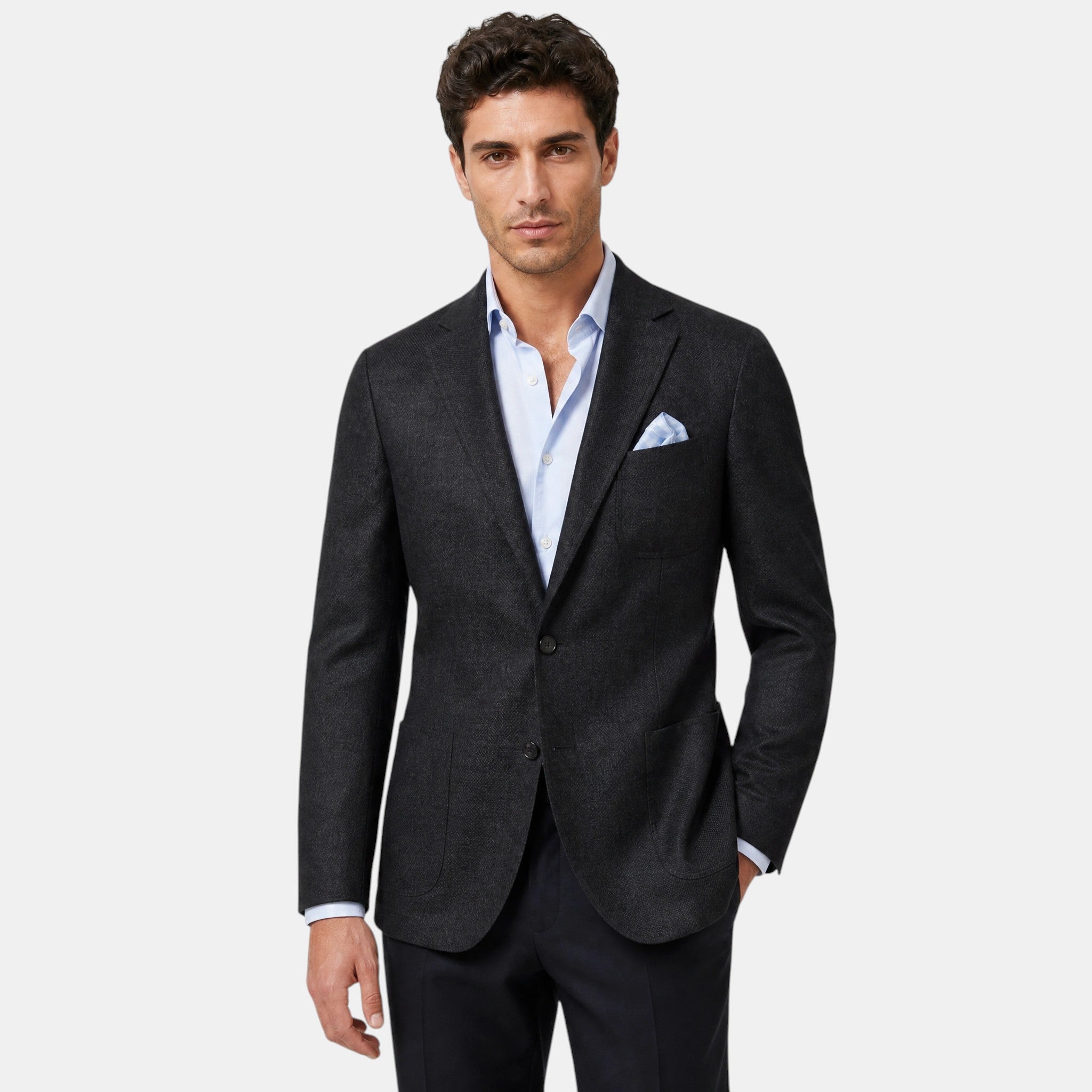 Men's Blazer with Notch Lapels and Patch Pockets