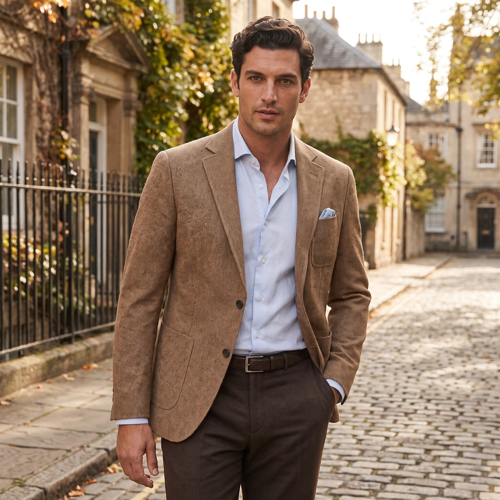 Men's Blazer with Notch Lapels and Patch Pockets