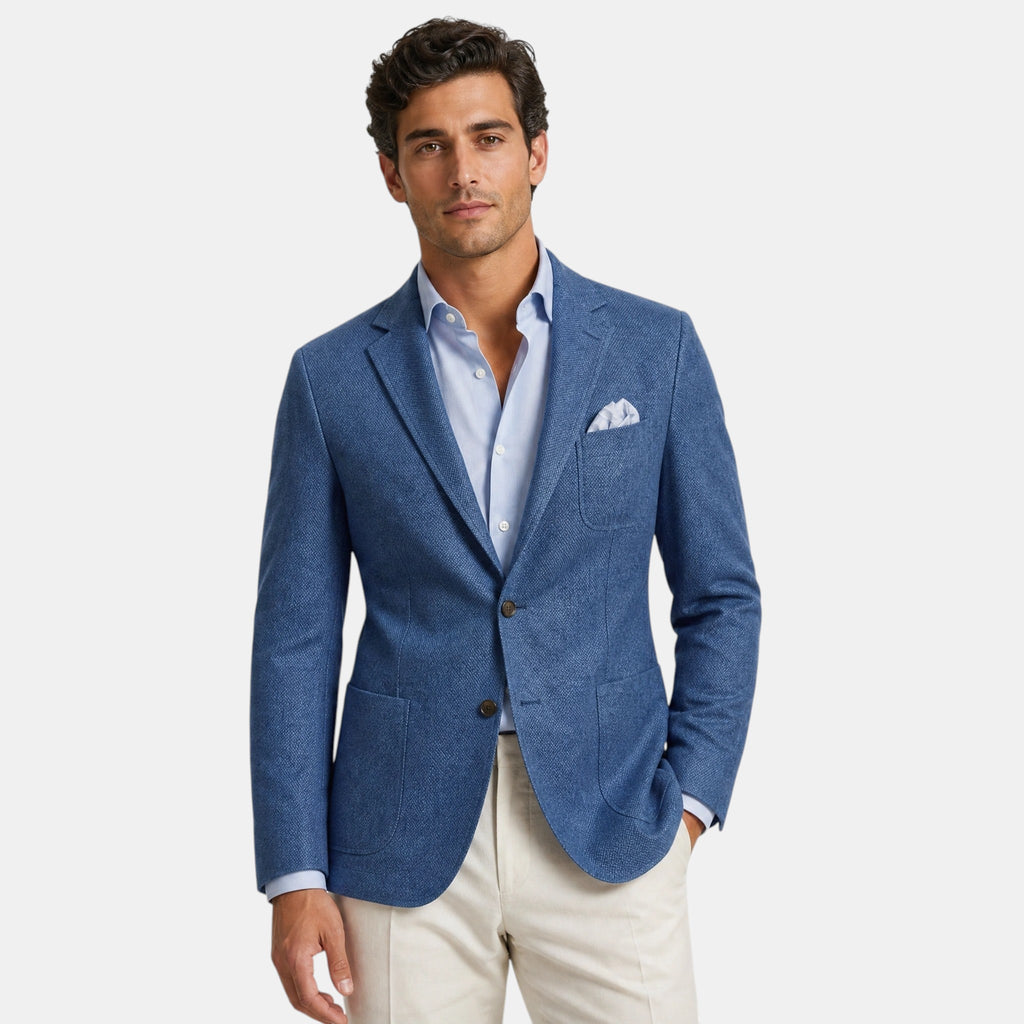 Men's Blazer with Notch Lapels and Patch Pockets