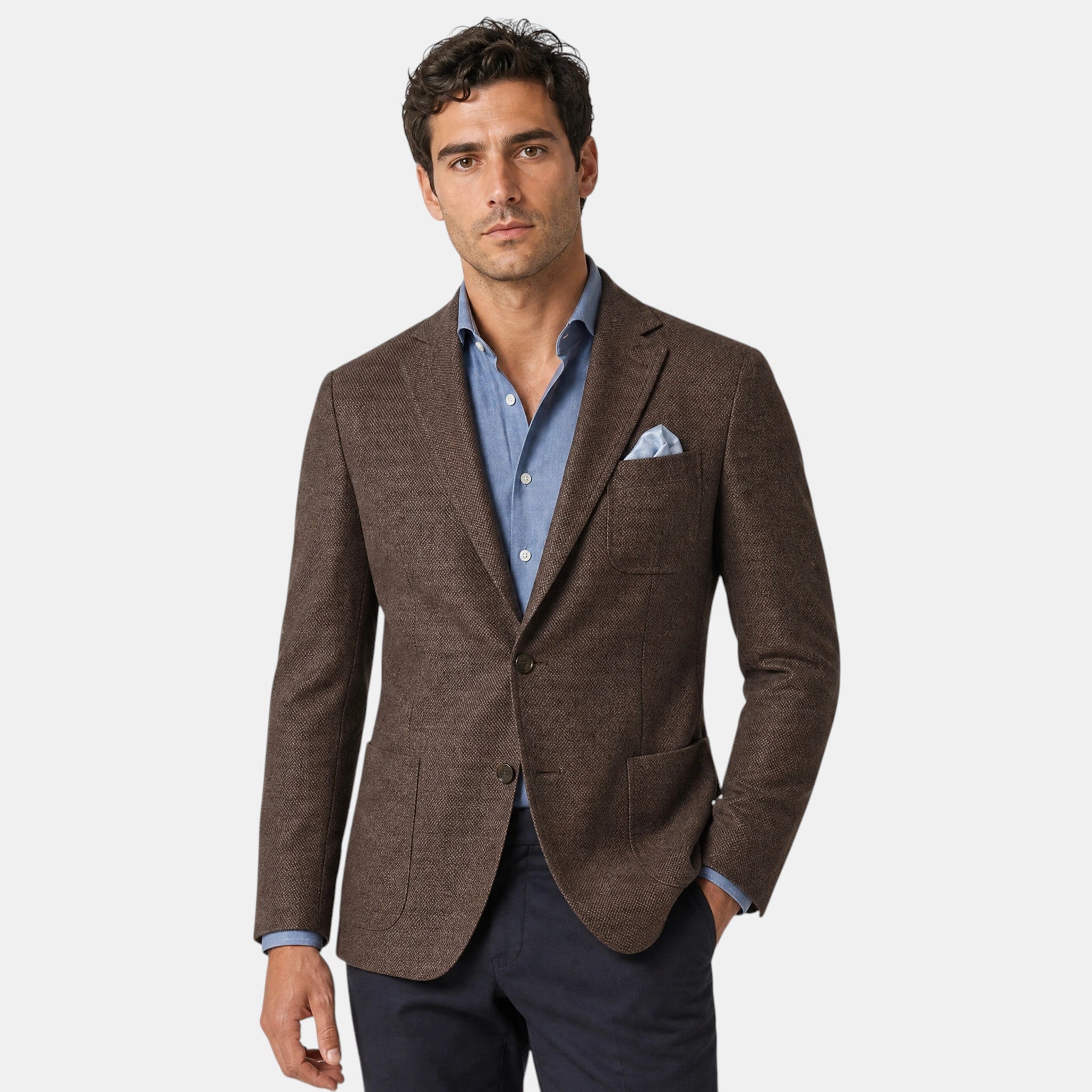 Men's Blazer with Notch Lapels and Patch Pockets