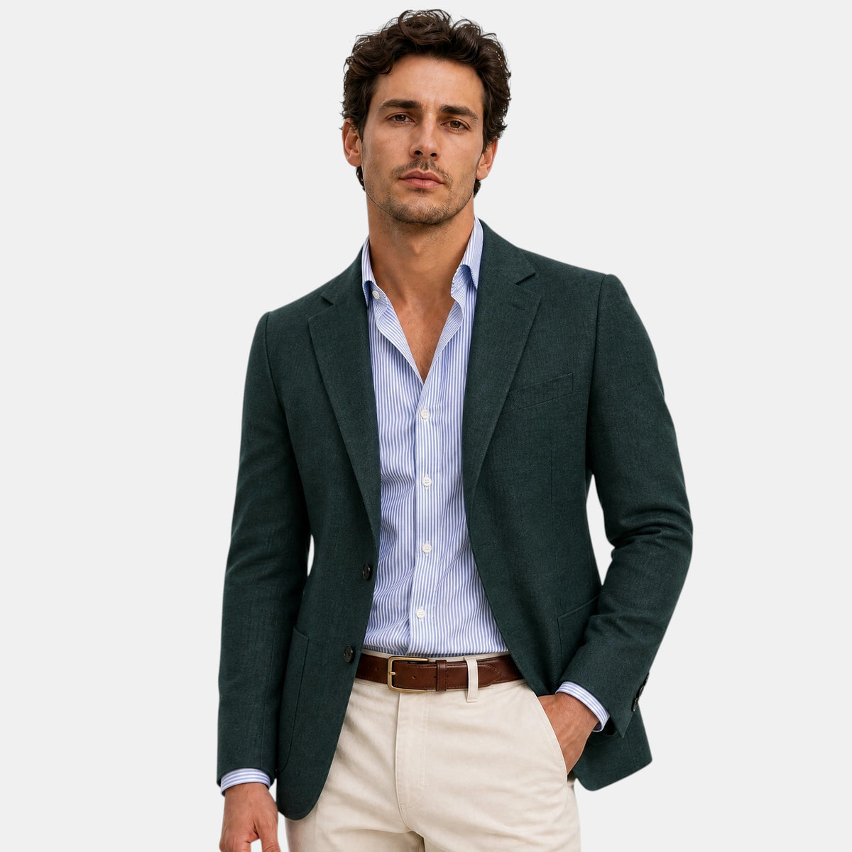 Men's Blazer with Notched Lapel and Single Breasted Button Closure