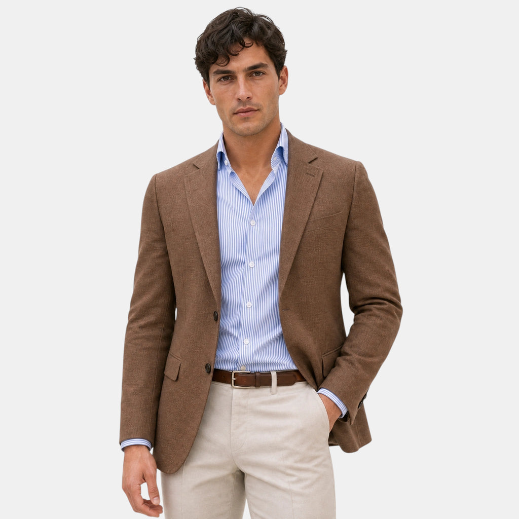 Men's Blazer with Notched Lapel and Single Breasted Button Closure