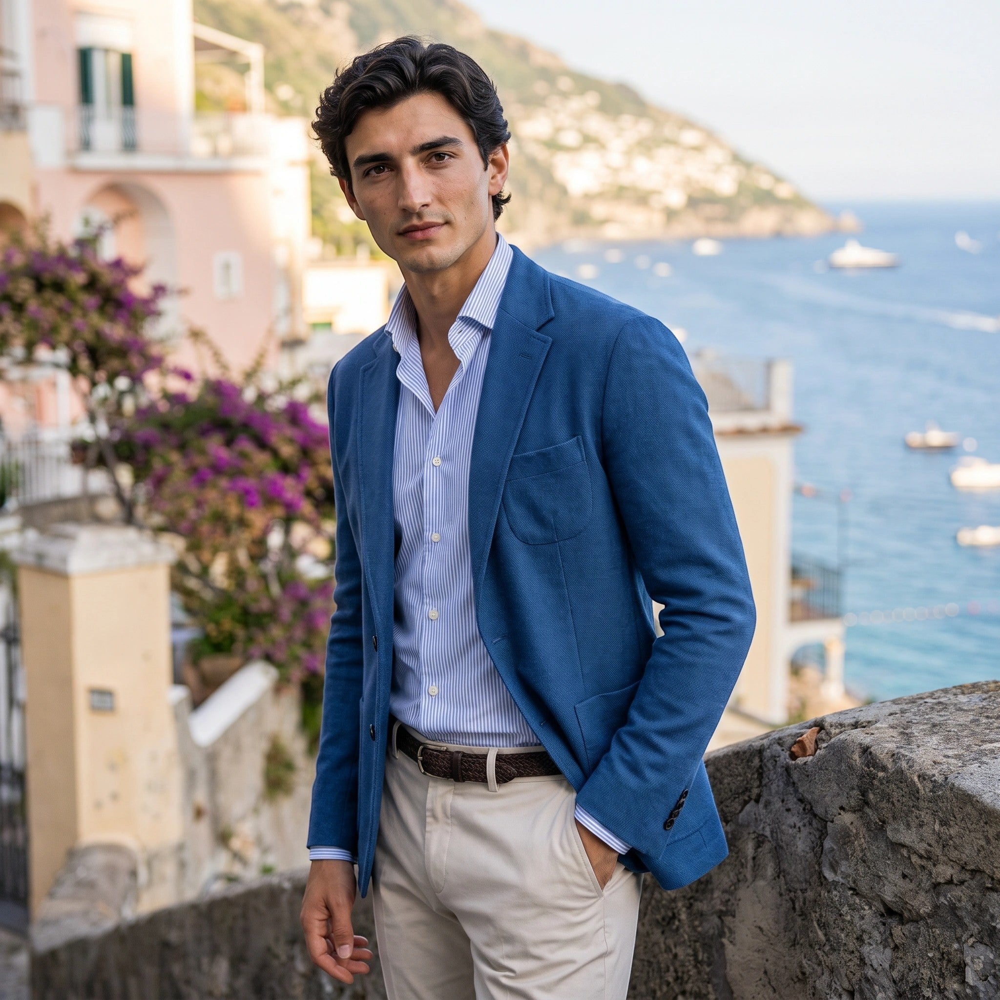 Men's Blazer with Notched Lapel and Single Breasted Button Closure