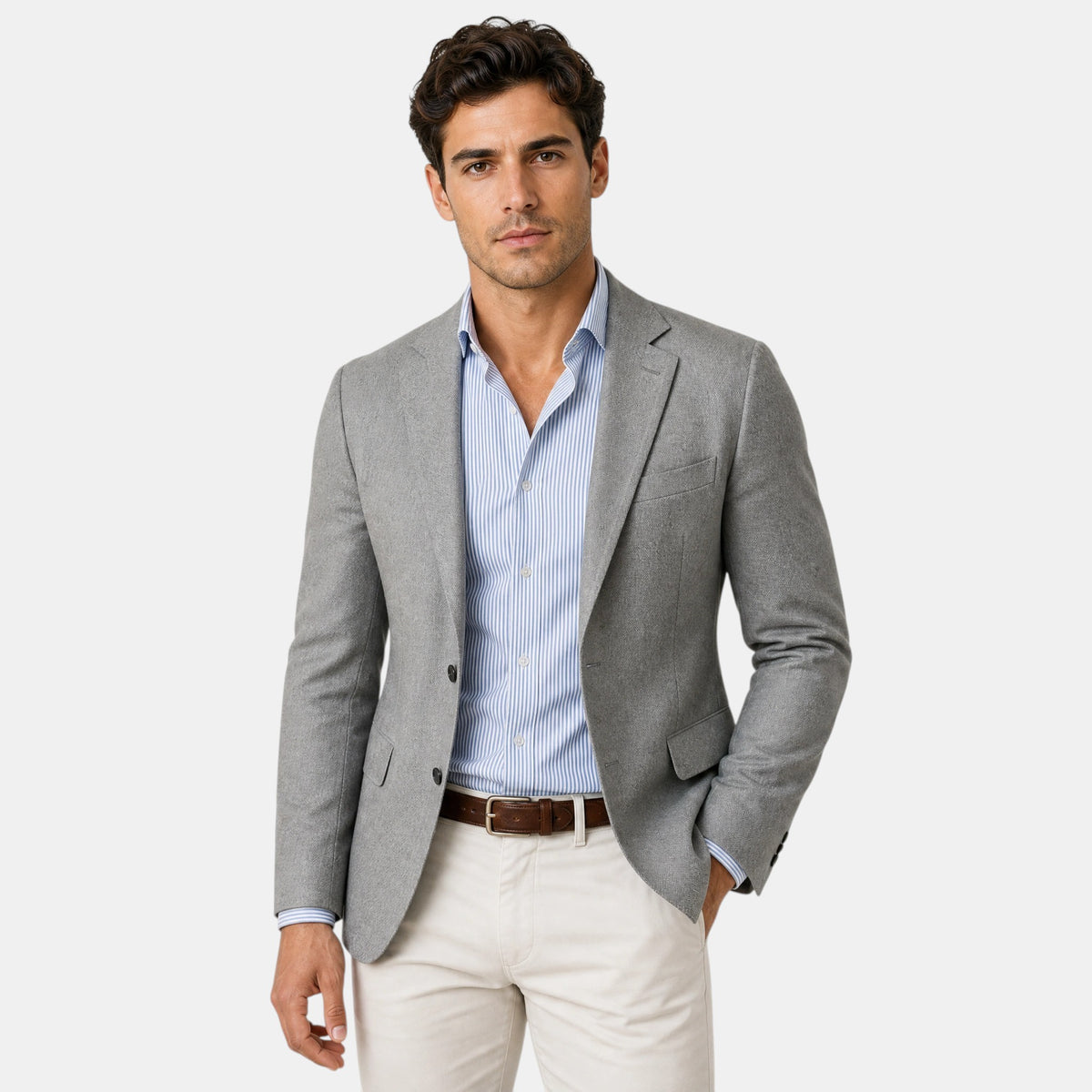 Men's Blazer with Notched Lapel and Single Breasted Button Closure