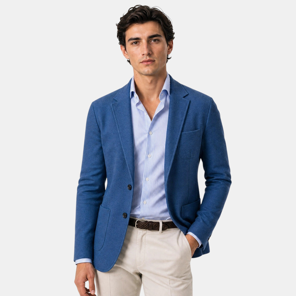 Men's Blazer with Notched Lapel and Single Breasted Button Closure