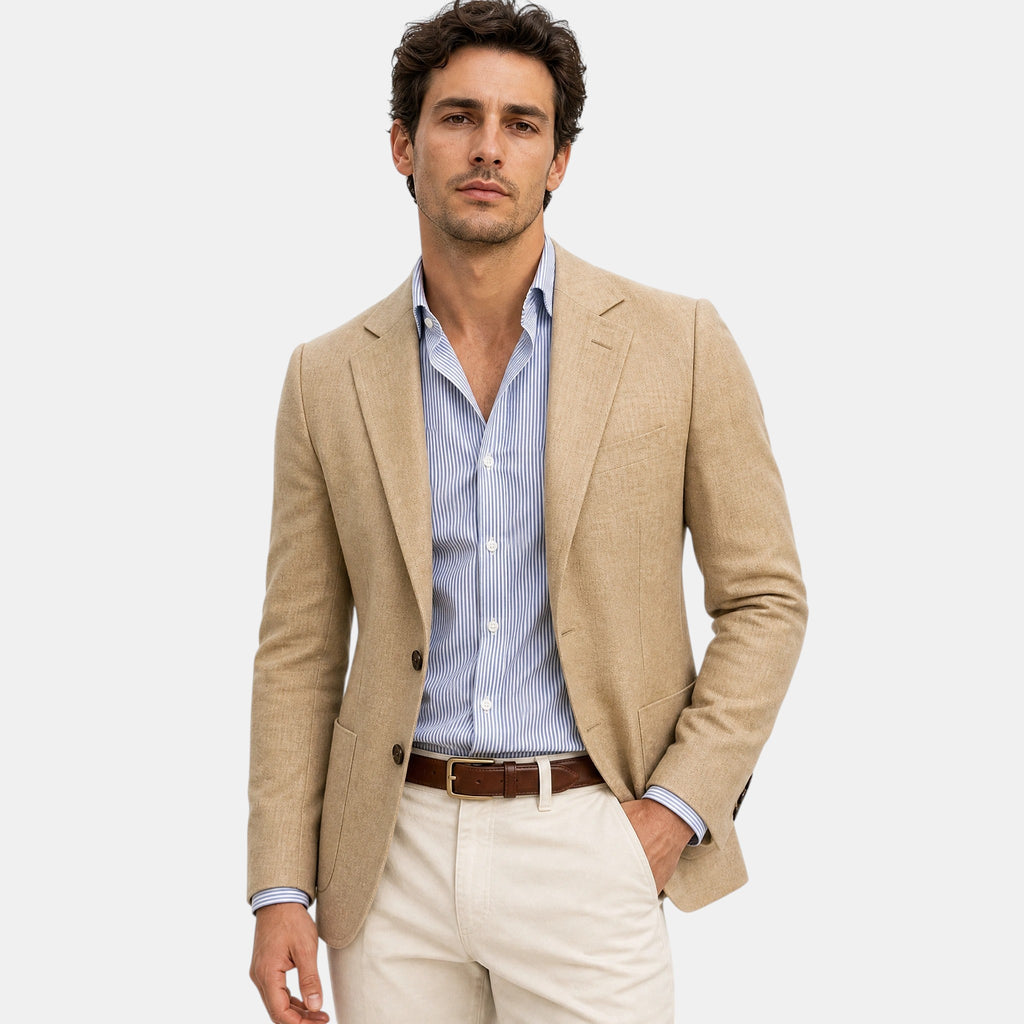 Men's Blazer with Notched Lapel and Single Breasted Button Closure