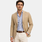 Men's Blazer with Notched Lapel and Single Breasted Button Closure