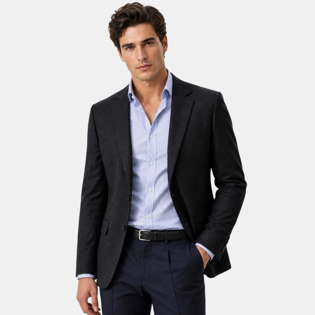 Men's Blazer with Notched Lapel and Single Breasted Button Closure