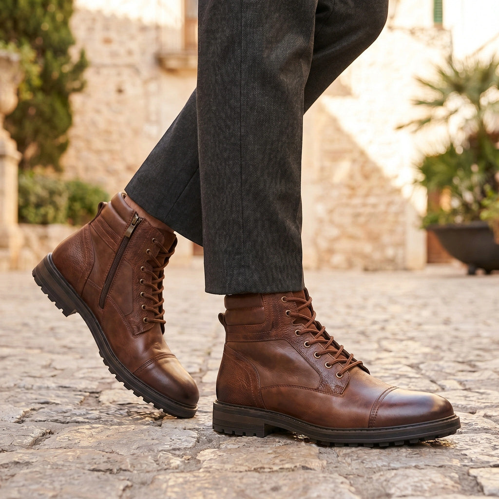 Men's Boots with Side Zipper and Lace-Up Design SnugBubs Australia