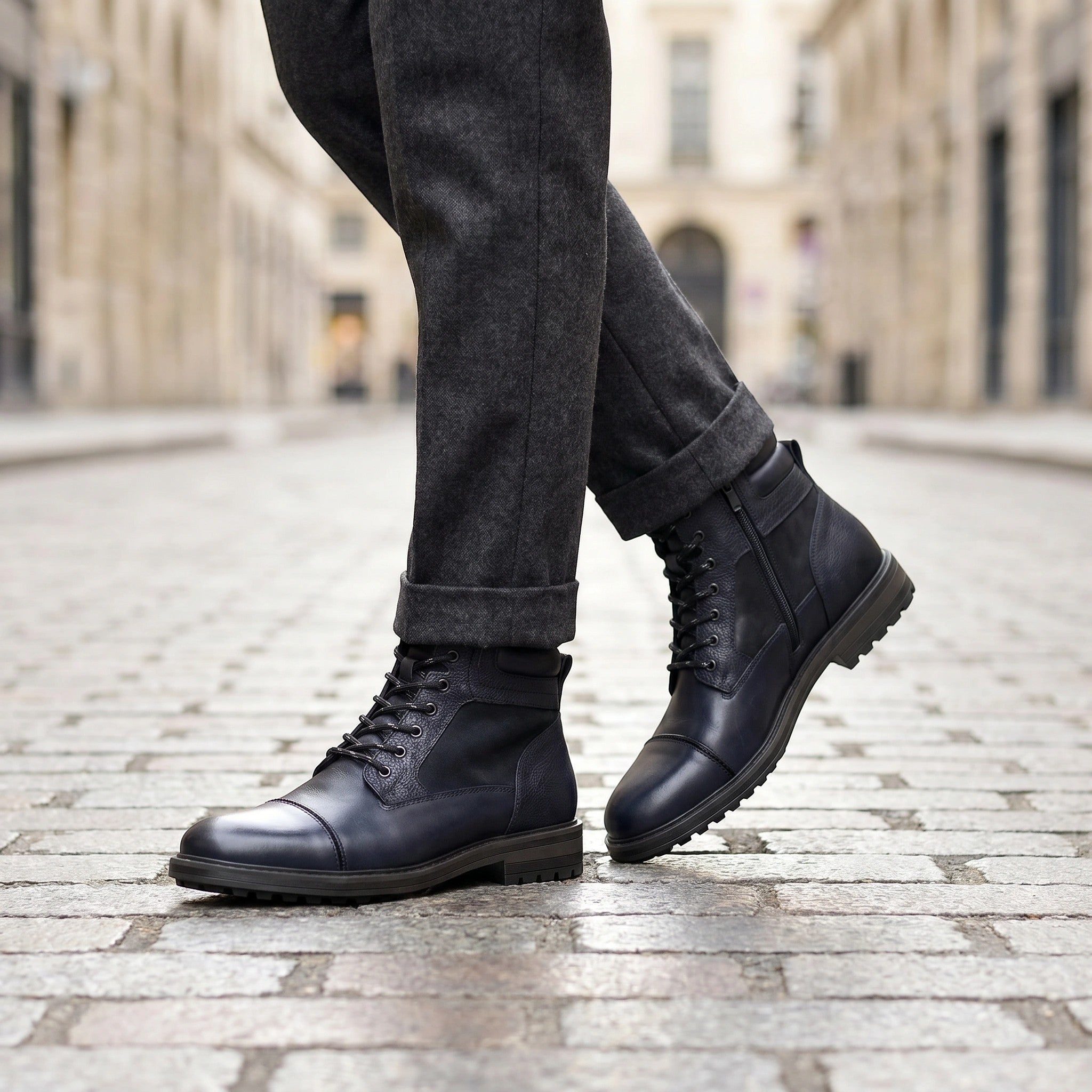 Men's Boots with Side Zipper and Lace-Up Design SnugBubs Australia