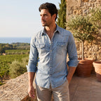 Men's Button Down Shirt with Snap Closure and Flap Pockets