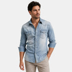 Men's Button Down Shirt with Snap Closure and Flap Pockets