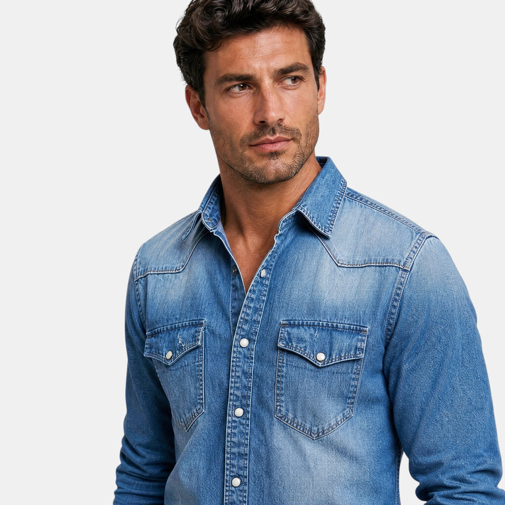 Men's Button Down Shirt with Snap Closure and Flap Pockets
