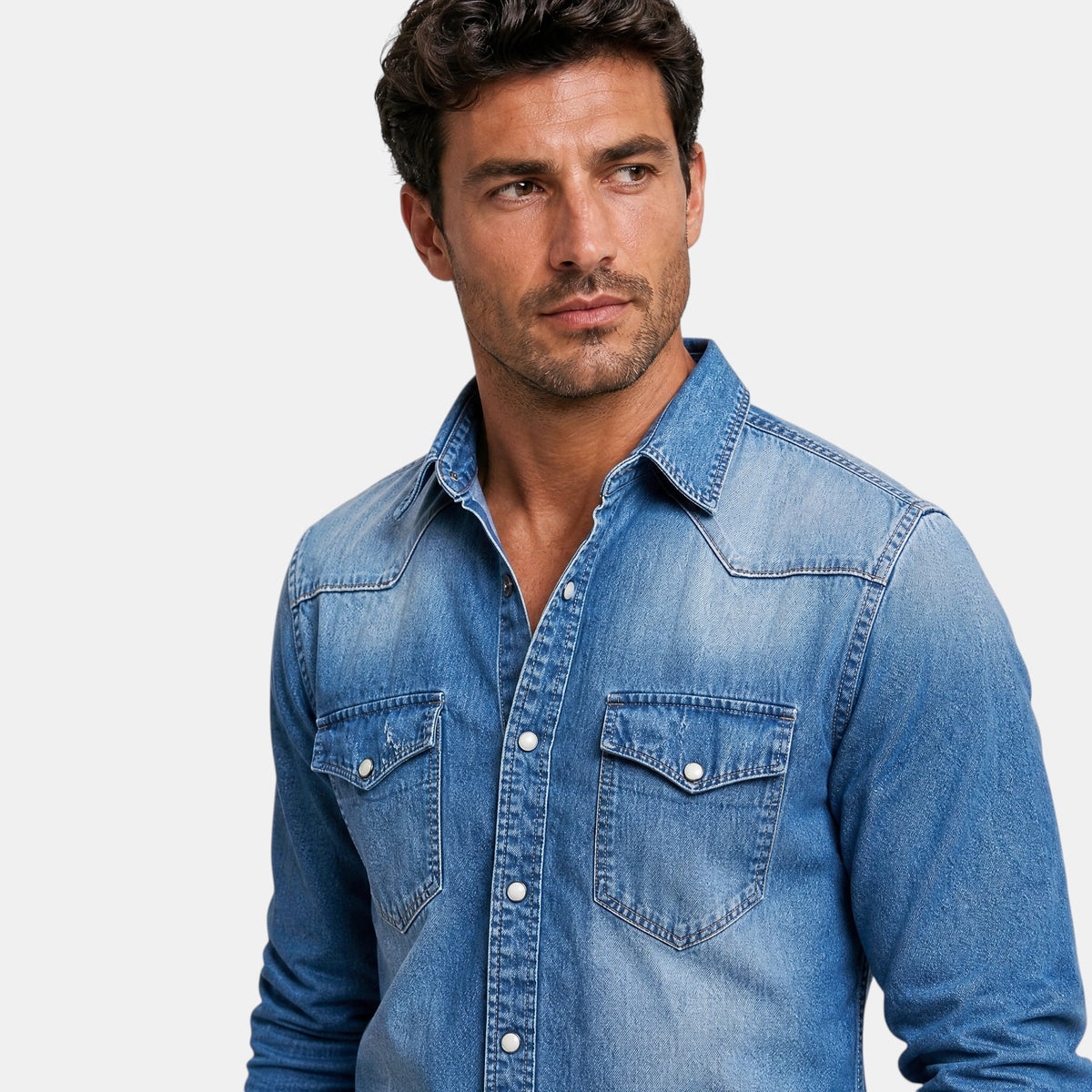 Men's Button Down Shirt with Snap Closure and Flap Pockets