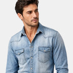 Men's Button Down Shirt with Snap Closure and Flap Pockets