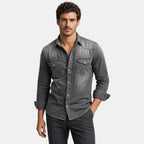 Men's Button Down Shirt with Snap Closure and Flap Pockets