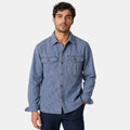 Men's Button Down Shirt with Vertical Stripes and Flap Pockets