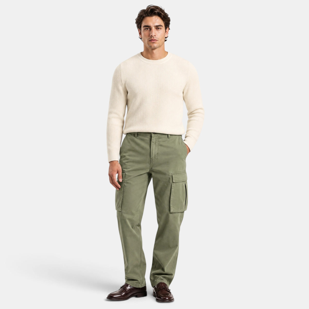 Men's Cargo Pants with Straight Leg and Flap Pockets