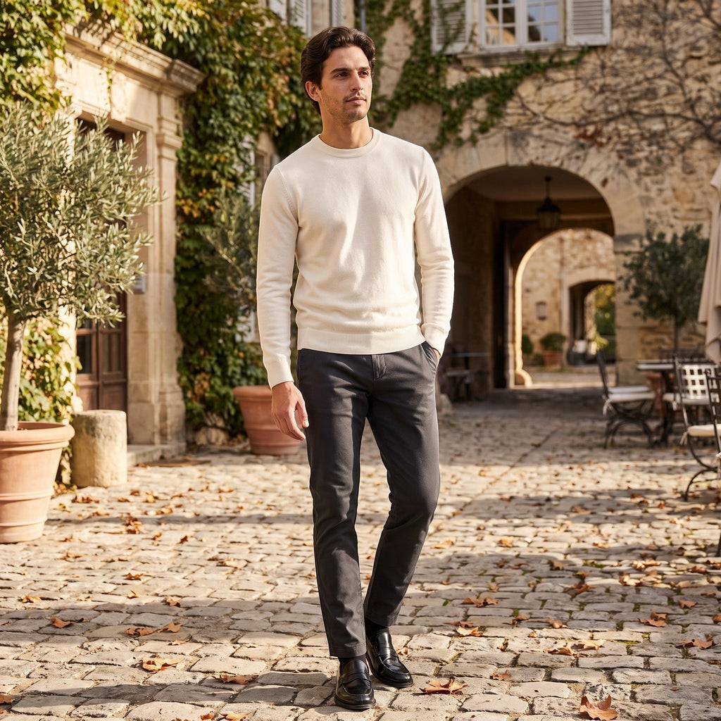Men's Chino Pants with Belt Loops and Side Pockets
