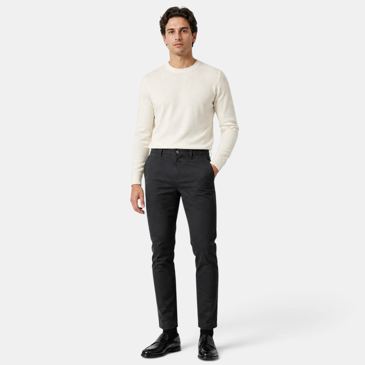Men's Chino Pants with Belt Loops and Side Pockets