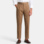 Men's Dress Pants with Pleated Front and Tapered Leg