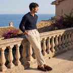 Men's Dress Pants with Pleated Front and Tapered Leg