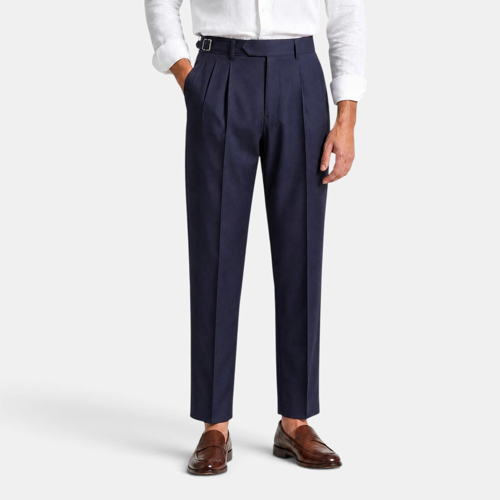 Men's Dress Pants with Pleated Front and Tapered Leg