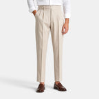 Men's Dress Pants with Pleated Front and Tapered Leg