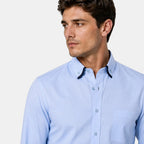 Men's Dress Shirt with Contrast Trim and Button Down Collar