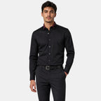 Men's Dress Shirt with Contrast Trim and Button Down Collar