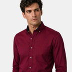 Men's Dress Shirt with Contrast Trim and Button Down Collar