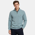 Men's Sweater with Half Zip and Stand Collar