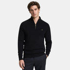 Men's Sweater with Half Zip and Stand Collar