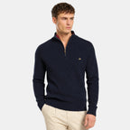 Men's Sweater with Half Zip and Stand Collar