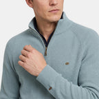 Men's Sweater with Half Zip and Stand Collar