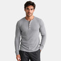 Men's Henley Shirt with Long Sleeves and Button Placket