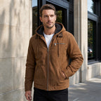 Men's Hooded Jacket with Full Zip and Chest Pocket