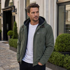 Men's Hooded Jacket with Full Zip and Chest Pocket