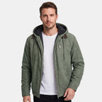 Men's Hooded Jacket with Full Zip and Chest Pocket