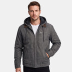 Men's Hooded Jacket with Full Zip and Chest Pocket