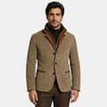 Men's Jacket with Single Breasted Button Up and Stand Collar