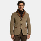 Men's Jacket with Single Breasted Button Up and Stand Collar